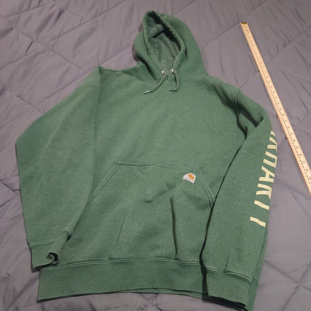 Carhartt Hoodie Men's Medium Loose Fit Green Pullover Workwear Sweatshirt